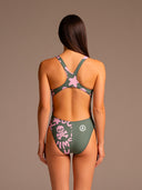 Maillot une pièce femme d'entraînement PINUP 388P - Logo Military + Rose Clair