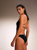 Maillot une pièce femme de plage Dega - Noir total