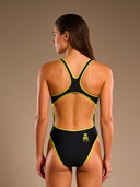 Maillot une pièce femme d'entraînement PINUP 259PF - Outline Jaune Fluo