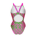 Maillot une pièce femme entraînement IBIZA 253IF - Rayures acidulées