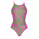 Maillot une pièce femme entraînement IBIZA 253IF - Rayures acidulées