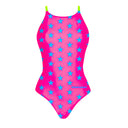 Maillot une pièce femme entraînement IBIZA 245IF - Fuchsia étoile bleue