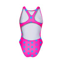 Costume intero bambina da allenamento PINUP 556PF Fucsia stella azzurra, vista posteriore