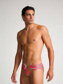 Slip de natation homme d'entraînement H2OTTO 448HF - Rayures acidulées