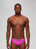Slip de natation homme entraînement H2OTTO 440HF - Fuchsia étoile bleue