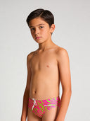 Slip de natation enfant d'entraînement H2OTTO 448HF - Rayures acidulées
