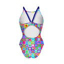 Maillot une pièce femme entraînement IBIZA 247IF - Pop squares
