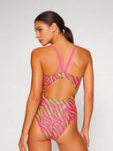 Maillot une pièce femme entraînement IBIZA 253IF - Rayures acidulées