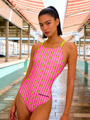 Maillot une pièce femme entraînement IBIZA 251IF - Canards rayés