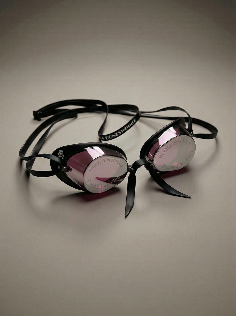 Lunettes suédoises Mirror avec silicone Soft Frame — Rose miroir argent
