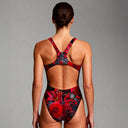 Costume intero donna da allenamento PINUP 520P - Teschio Cremisi, vista posteriore