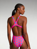 Maillot une pièce femme entraînement PINUP 556PF - Fuchsia étoile bleue