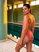Maillot une pièce femme entraînement PINUP 564PF - Rayures acidulées