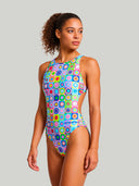 Maillot une pièce femme entraînement PINUP 558PF - Pop Squares