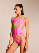 Maillot une pièce femme entraînement PINUP 562PF - Canards rayés
