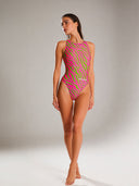 Maillot une pièce femme entraînement PINUP 564PF - Rayures acidulées
