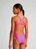 Maillot une pièce fille entraînement PINUP 556PF - Fuchsia étoile bleue