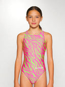 Maillot une pièce fille entraînement PINUP 564PF - Rayures acidulées