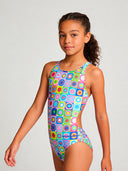 Maillot une pièce fille entraînement PINUP 558PF - Pop squares