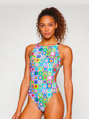 Maillot une pièce femme entraînement IBIZA 247IF - Pop squares