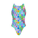 Costume intero bambina da allenamento PINUP 558PF Pop squares, vista frontale