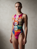 Costume intero bambina da allenamento PINUP 498P - Sushi: vista frontale indossato